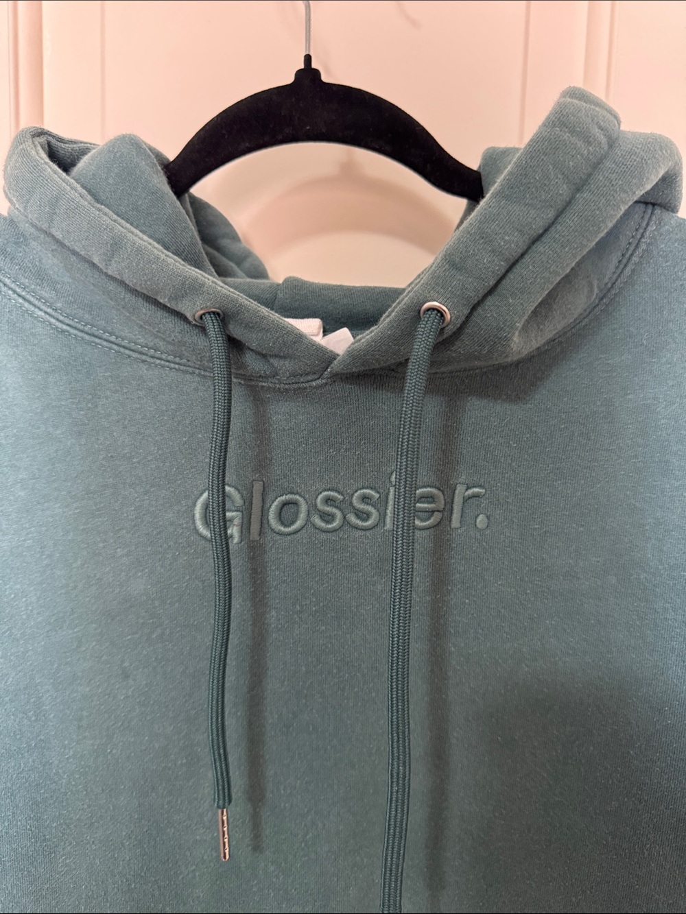 Glossier Teal Embroidered Logo Hoodie